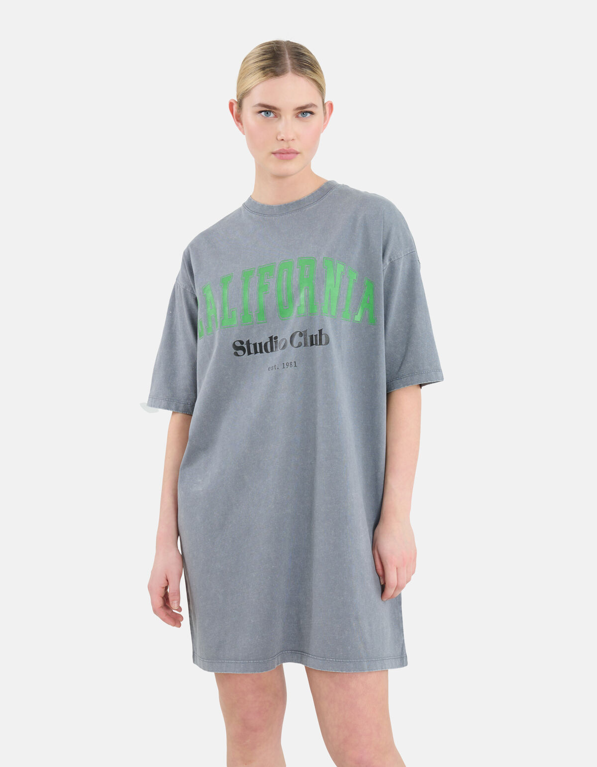 Gewaschenes T-shirt Kleid Hellgrau SHOEBY WOMEN