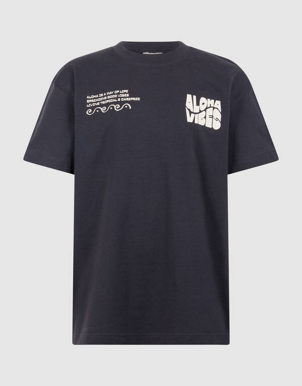 Aloha Vibes Artwork T-shirt Donkergrijs SHOEBY GIRLS