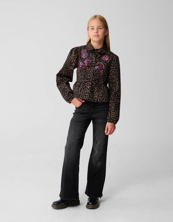 Sequin Panther Print Bluse Braun SHOEBY GIRLS
