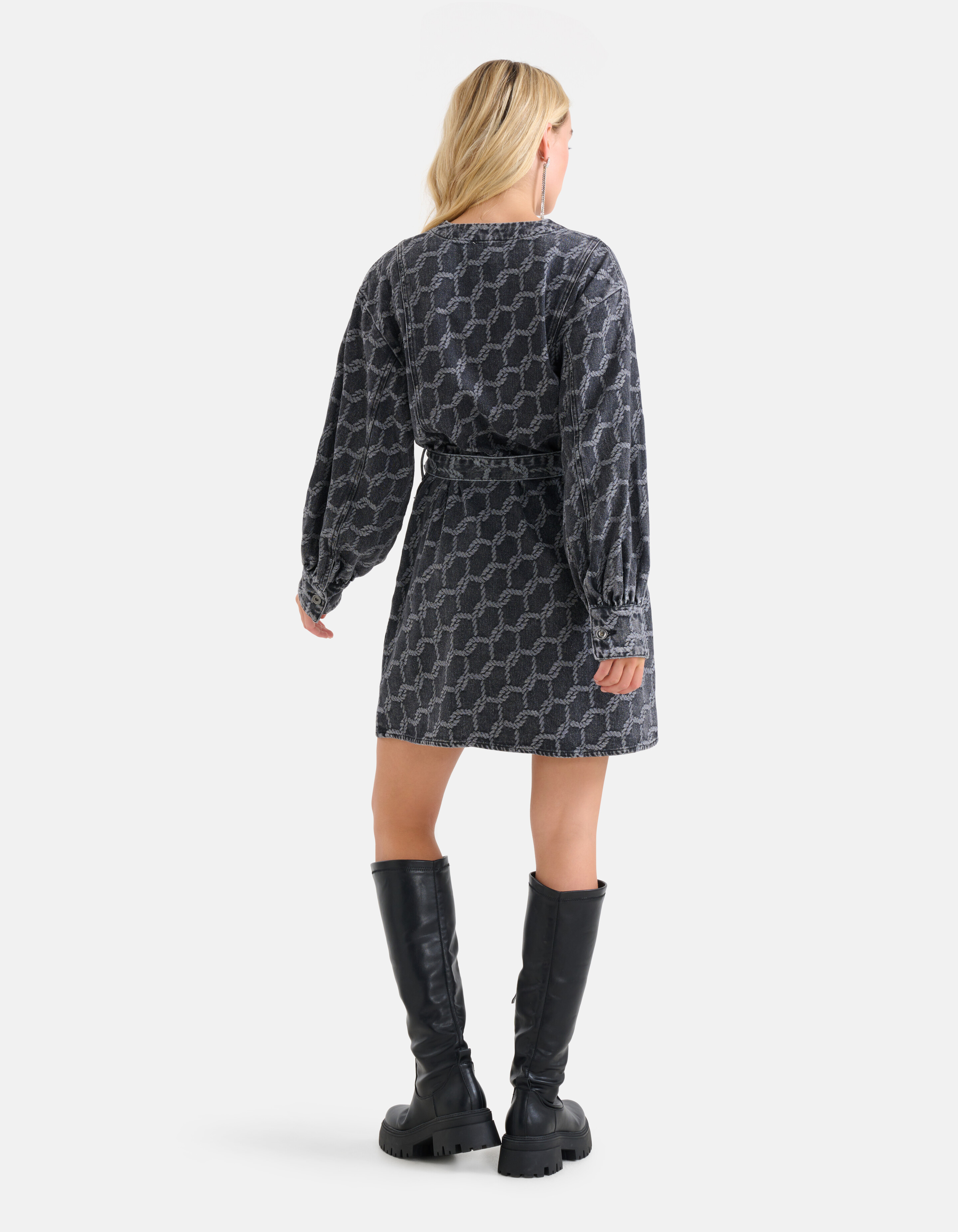 Jacquard-Denim-Kleid Schwarz SHOEBY WOMEN