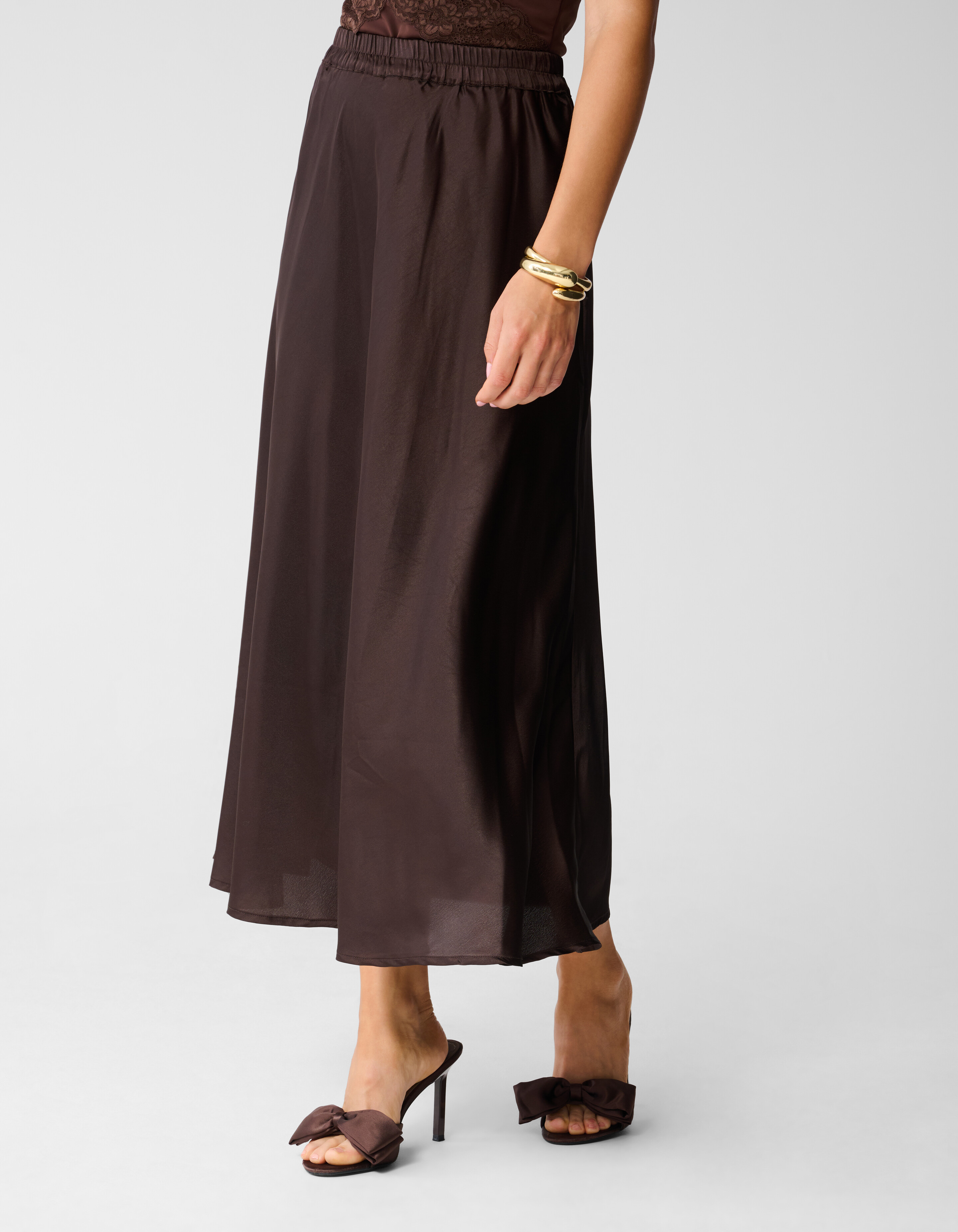 Satin Maxi Rock Dunkelbraun SHOEBY WOMEN