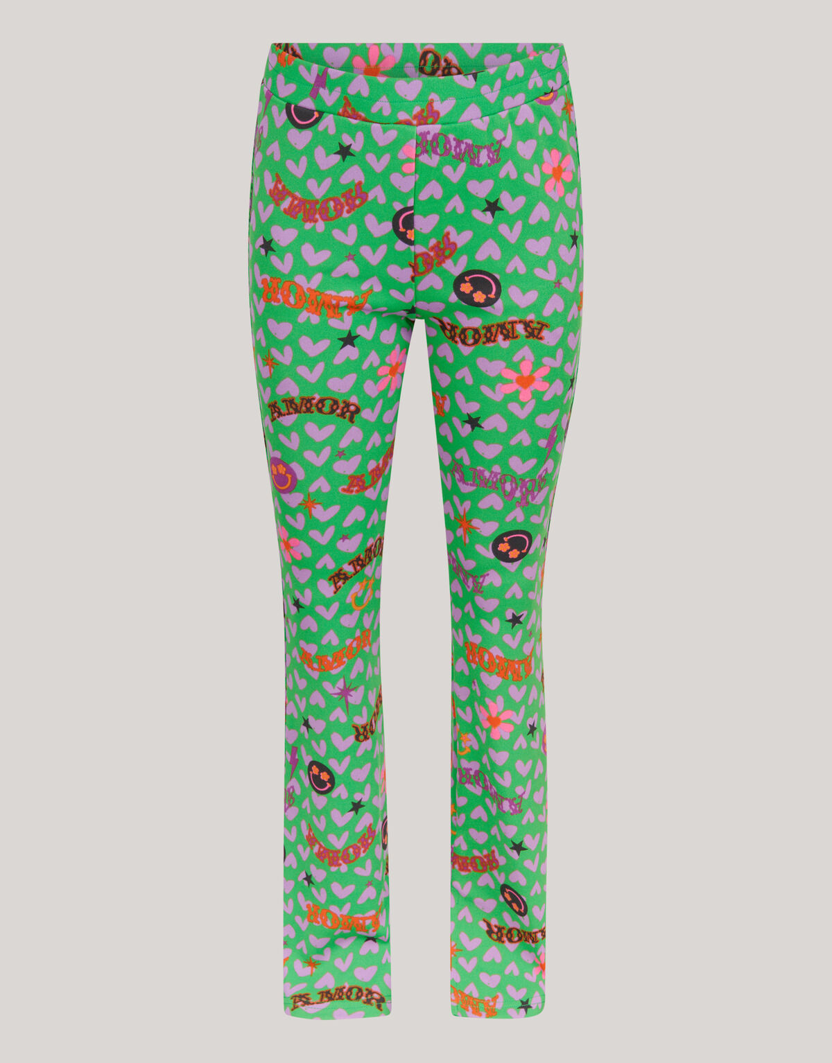 Bedruckte ausgestellte Rippen-Leggings Grün SHOEBY GIRLS