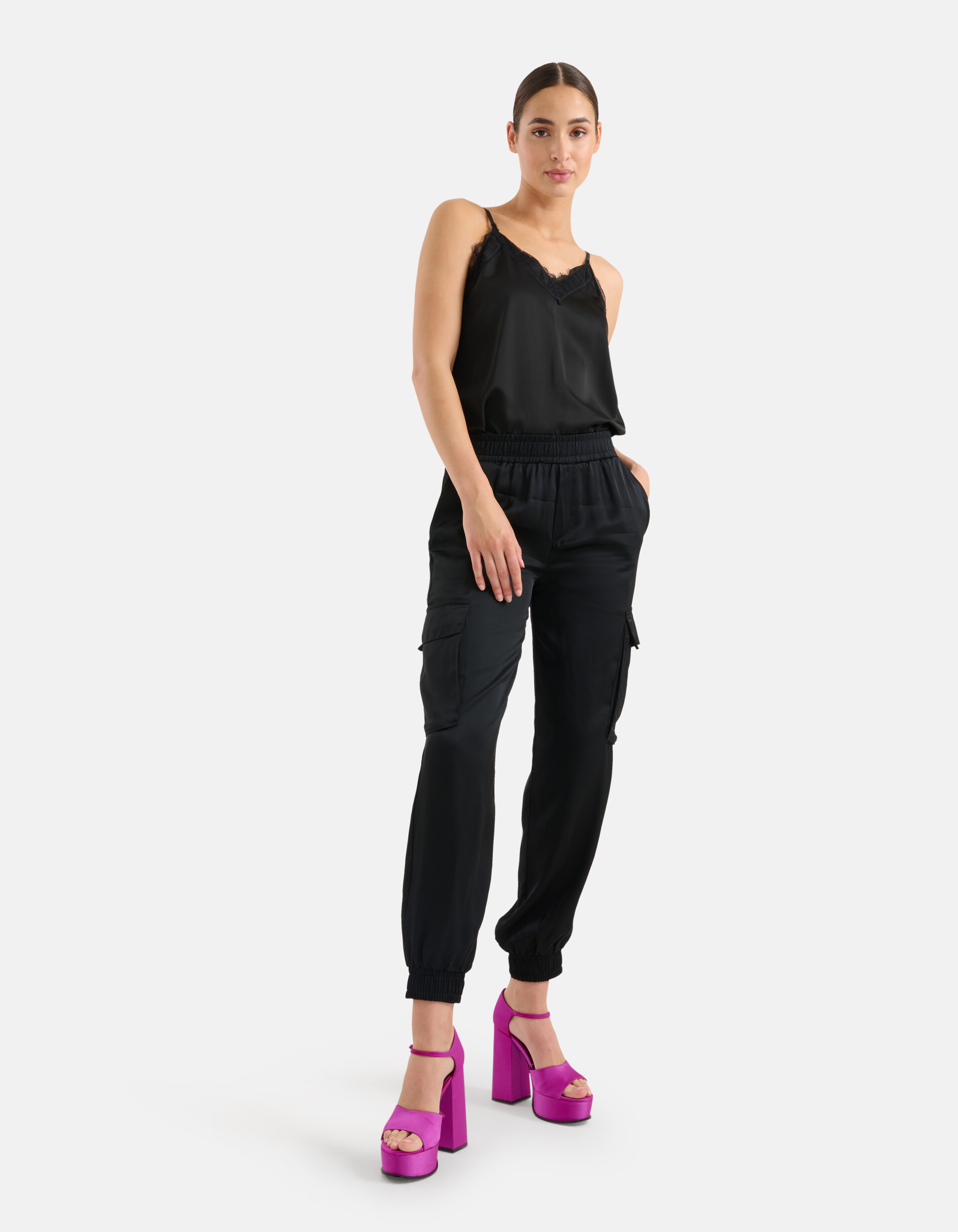 Satin Cargo-Hose Schwarz SHOEBY WOMEN