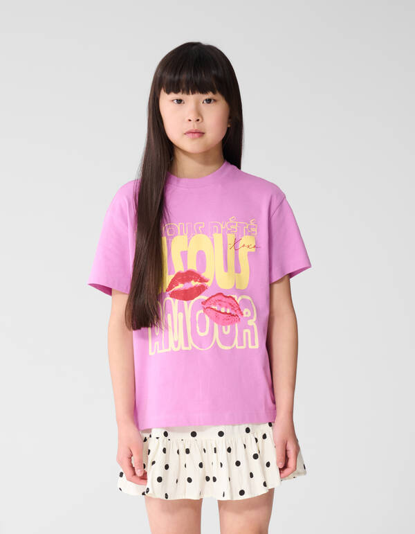 Bisous Amour Kunstwerk T-Shirt Lila SHOEBY GIRLS