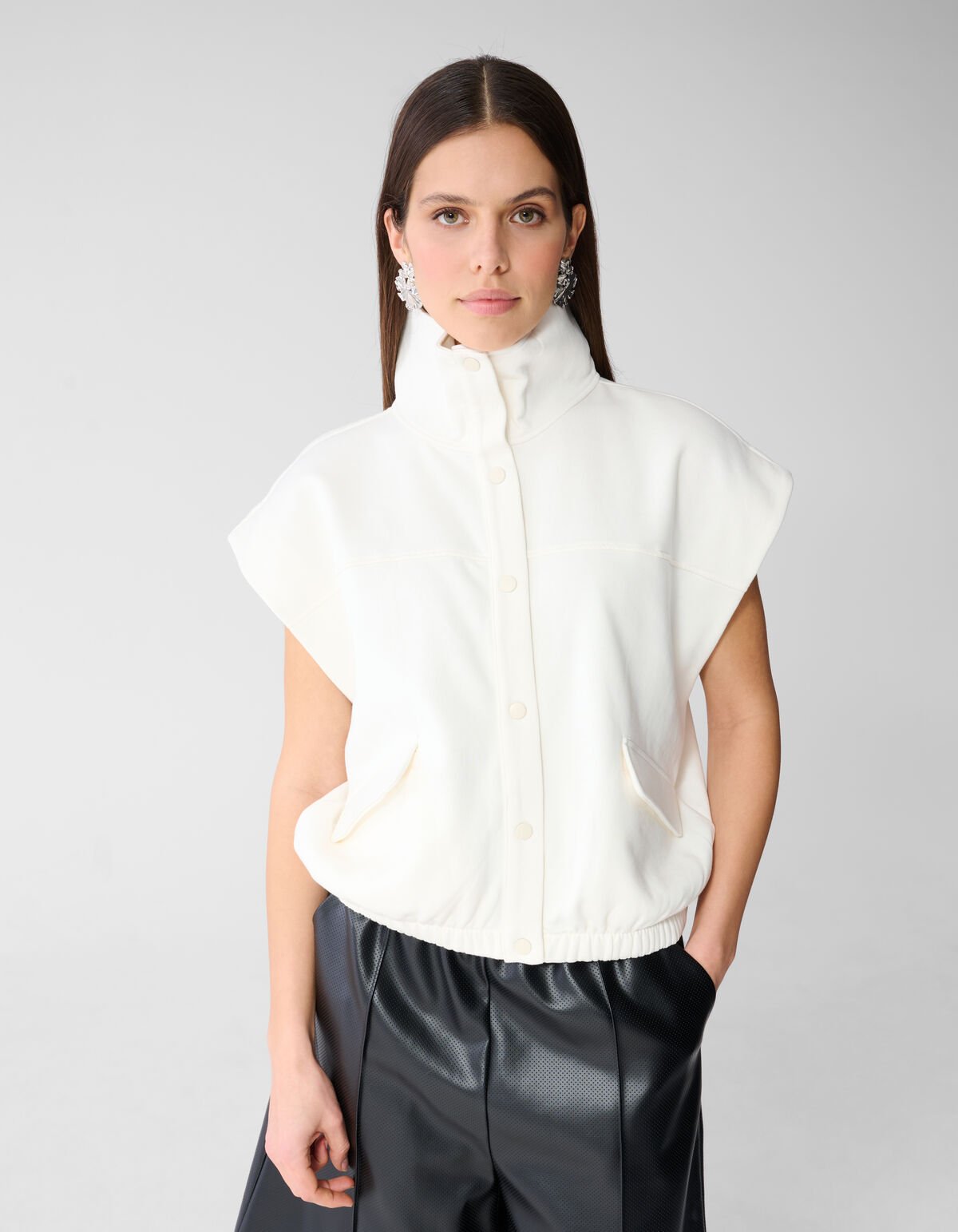 &Auml;rmelloser Sweatjacke Gebrochenes Wei&szlig; SHOEBY WOMEN