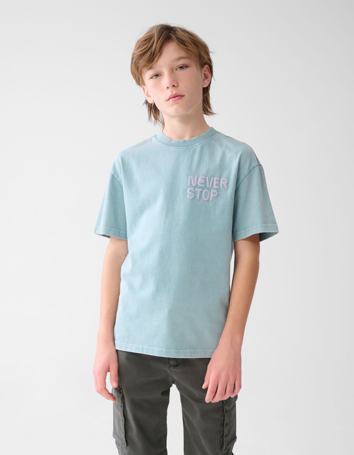 Textdruck-T-Shirt Hellblau SHOEBY BOYS