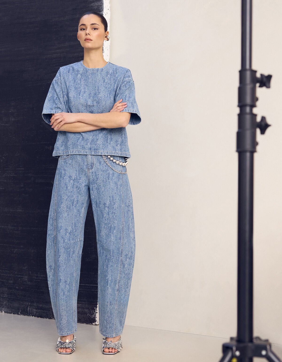 Jacquard Barrel Fit Jeans Blau SHOEBY WOMEN