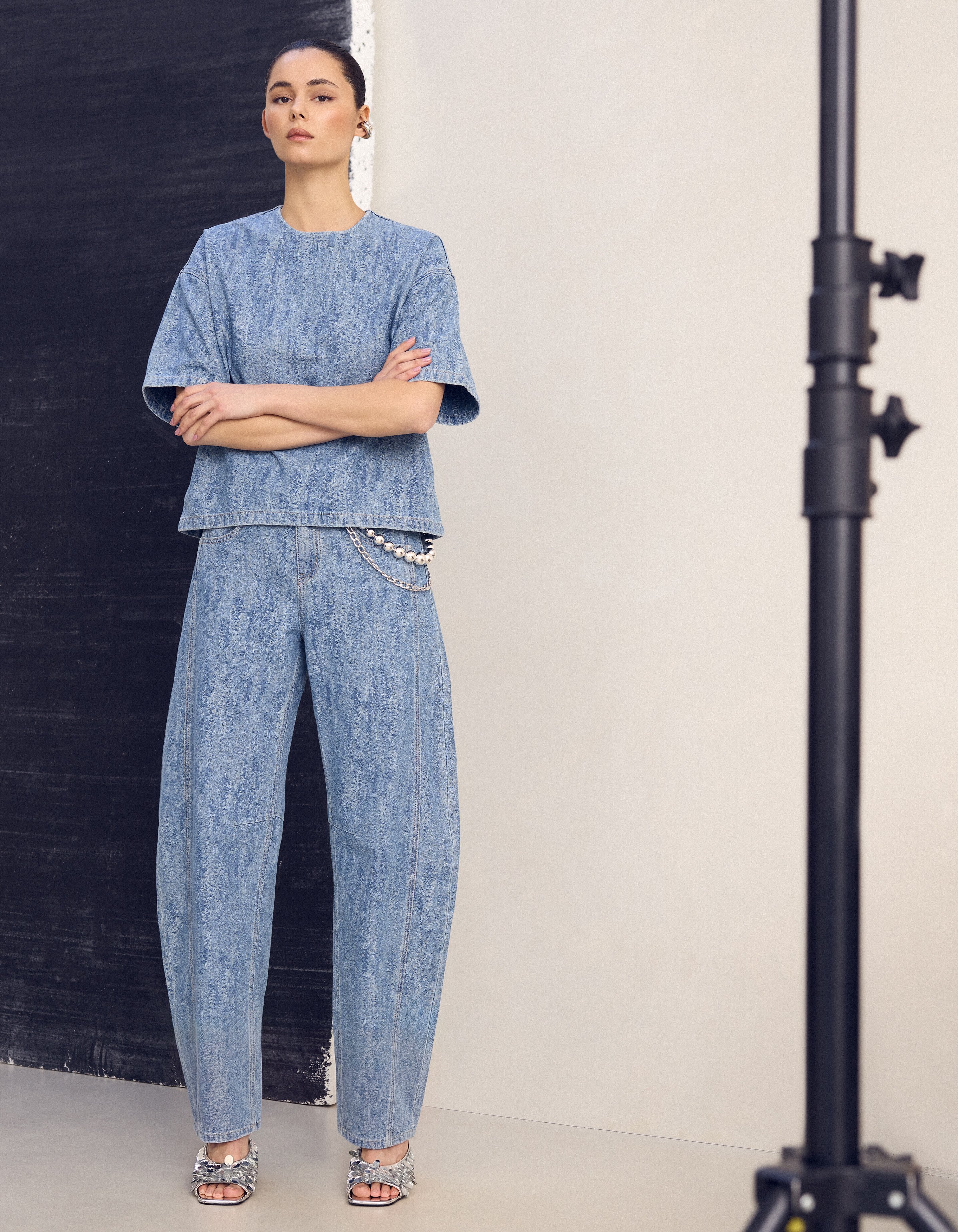 Jacquard Barrel Fit Jeans Blau SHOEBY WOMEN