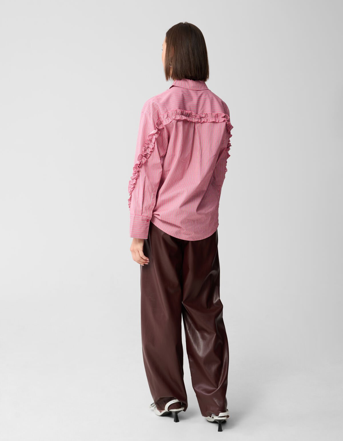 Oversized-Bluse mit Nadelstreifenmuster und Blumen SHOEBY WOMEN