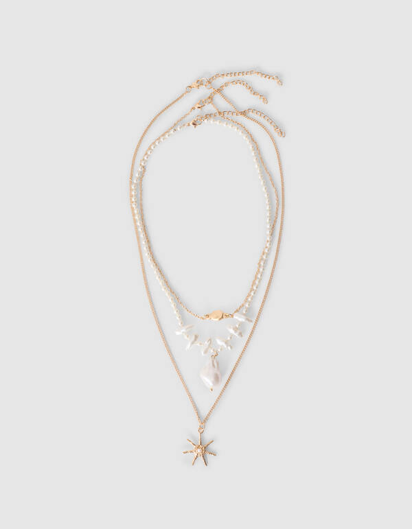 Triple Charm Halskette Gebrochenes Wei&szlig; SHOEBY ACCESSOIRES