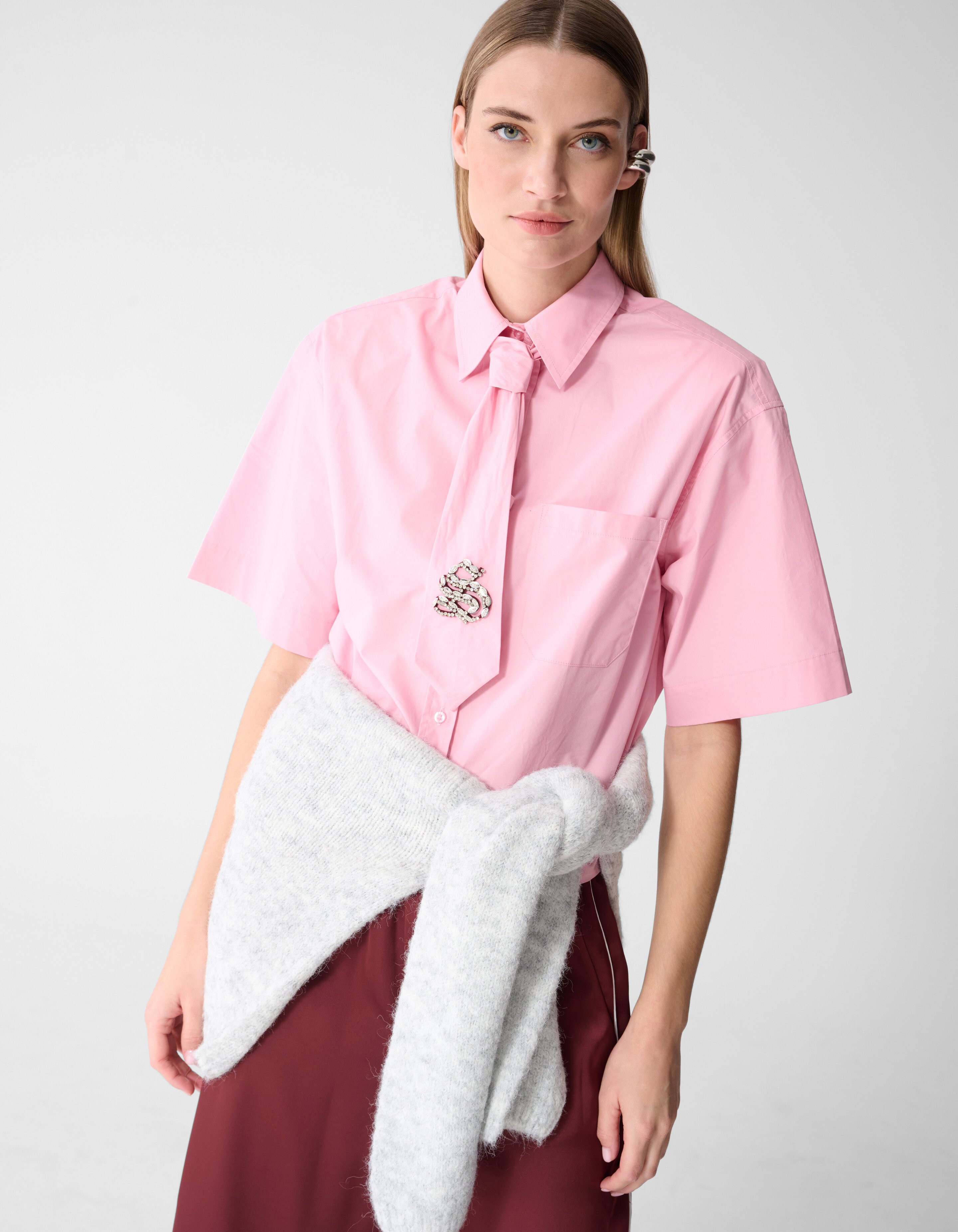 &Uuml;bergro&szlig;e Krawattenbluse Rosa SHOEBY WOMEN