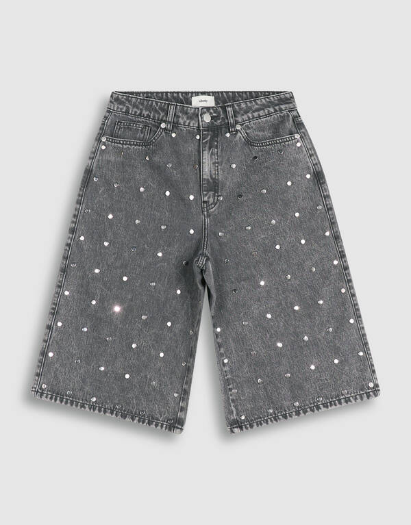 Nietenbesetzte Jeans-Shorts Grau SHOEBY WOMEN