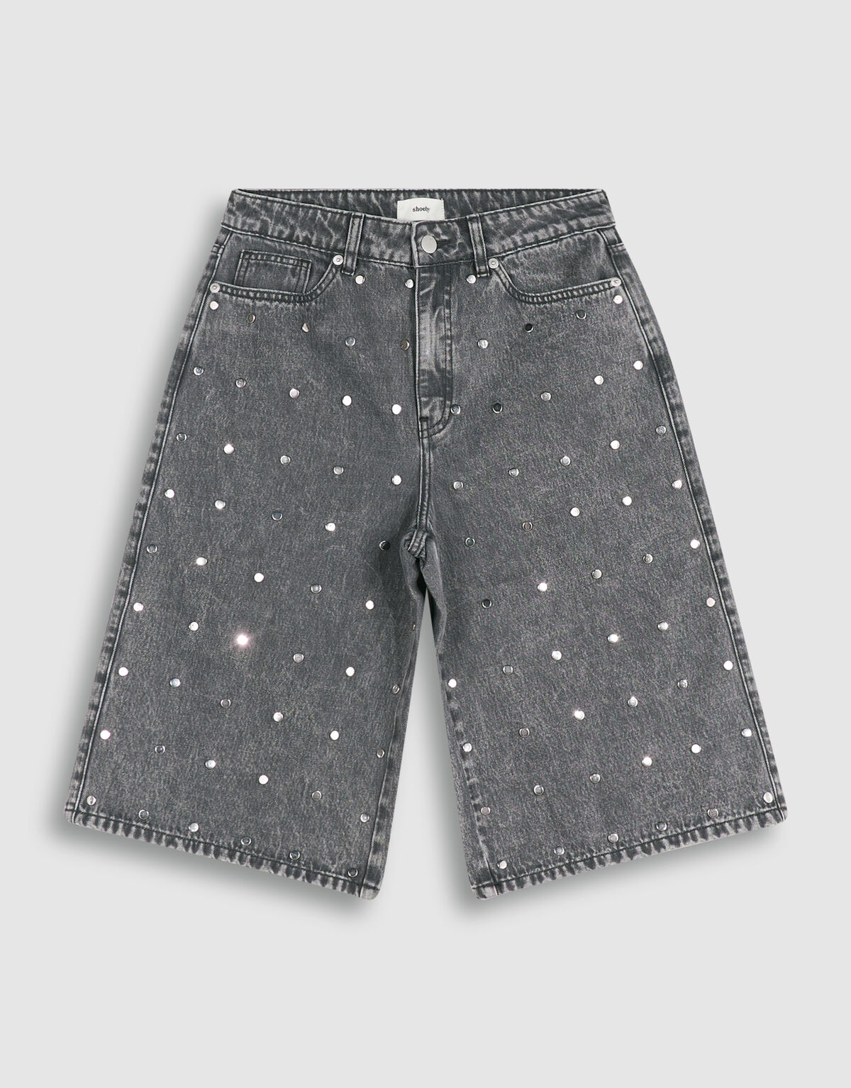 Nietenbesetzte Jeans-Shorts Grau SHOEBY WOMEN