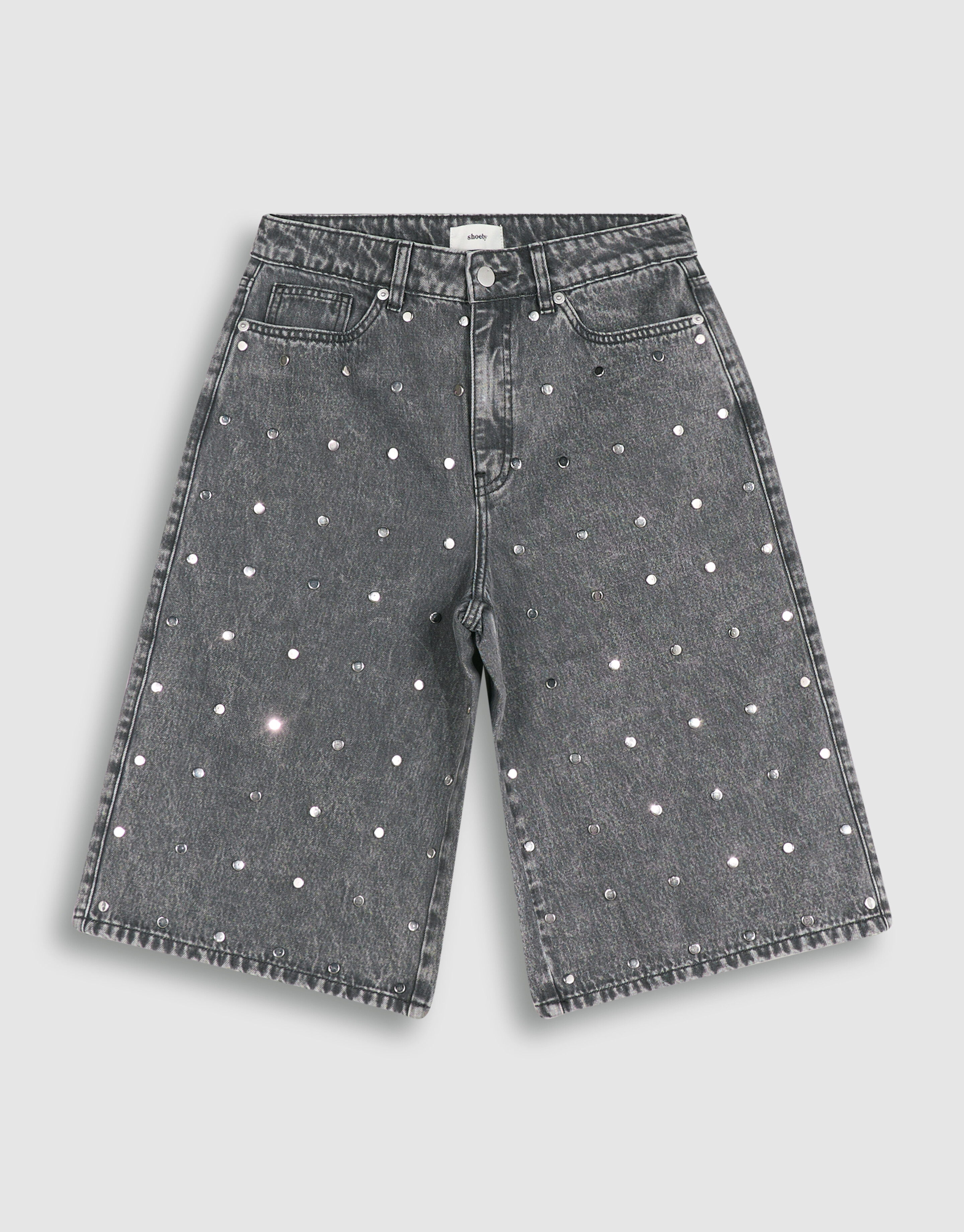 Nietenbesetzte Jeans-Shorts Grau SHOEBY WOMEN