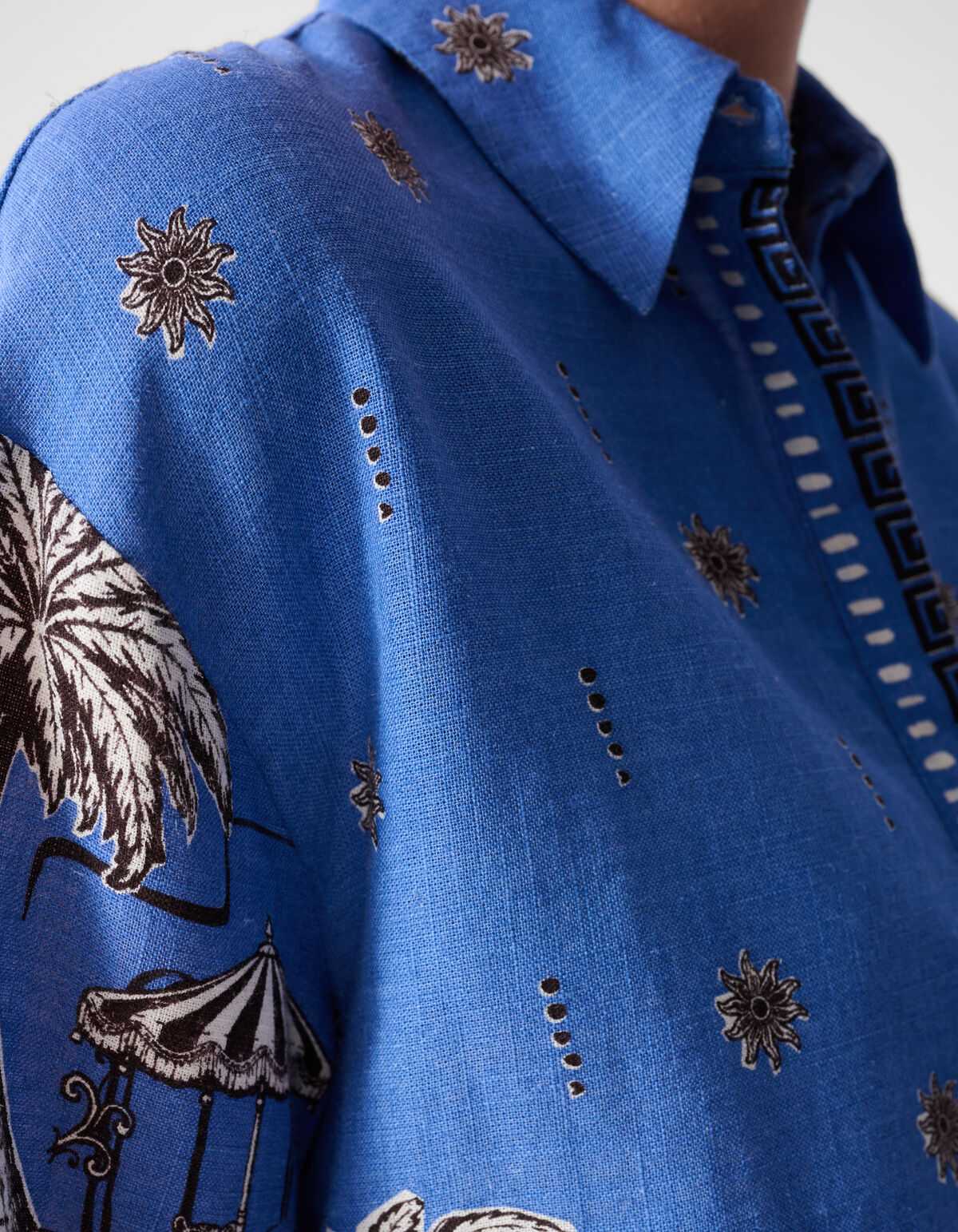 Palmblatt-Print Bluse Blau SHOEBY WOMEN