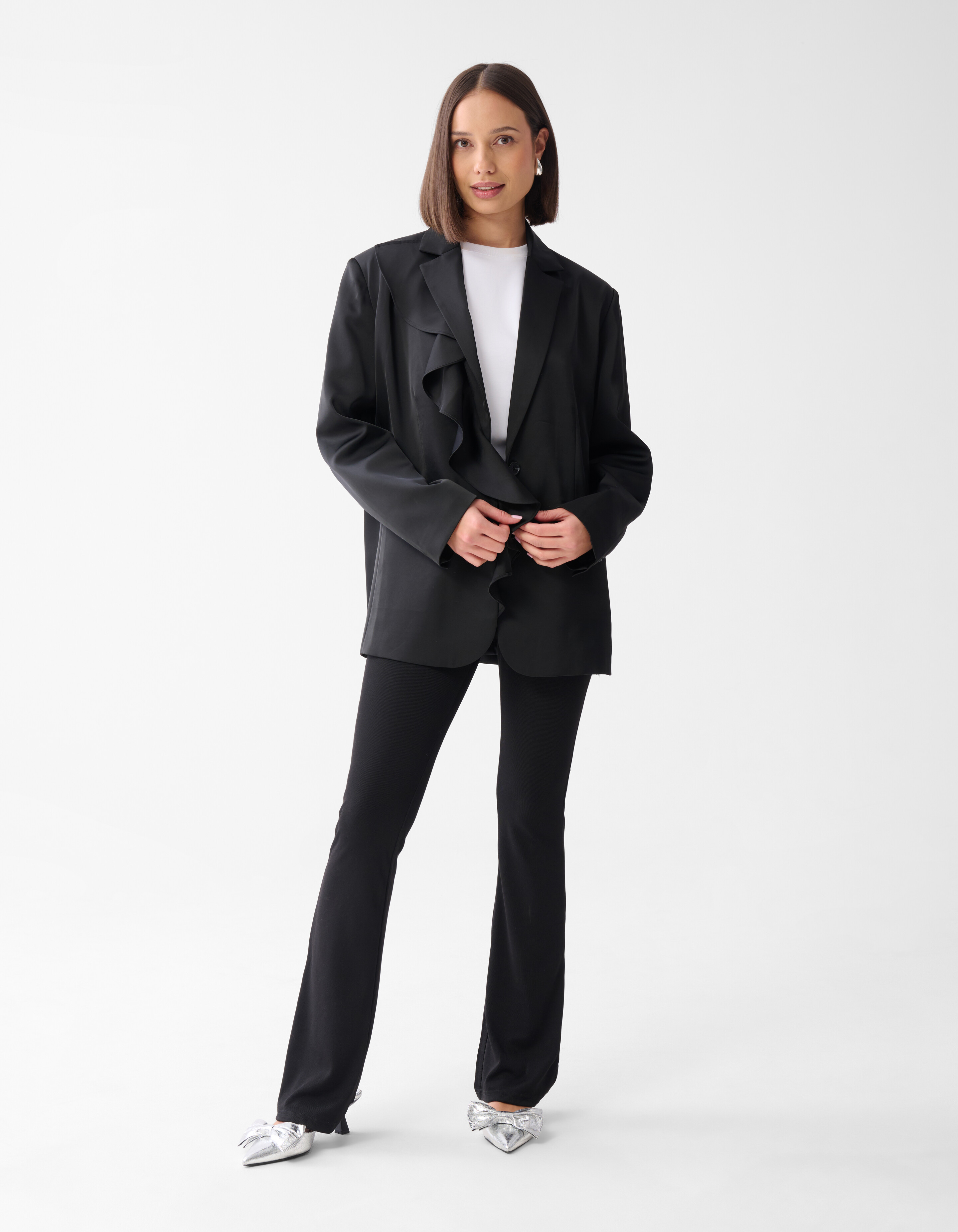 Satin Rüschenblazer Schwarz SHOEBY WOMEN