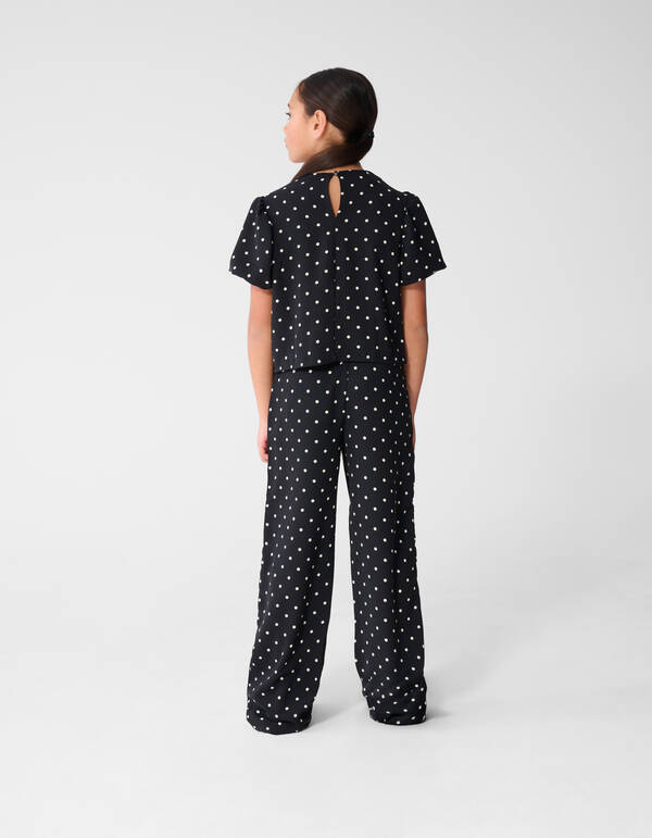 Schwarze Hose mit Polka-Dots und weitem Bein SHOEBY GIRLS
