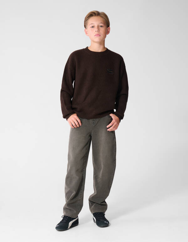 Embroidery Strickpullover Braun SHOEBY BOYS