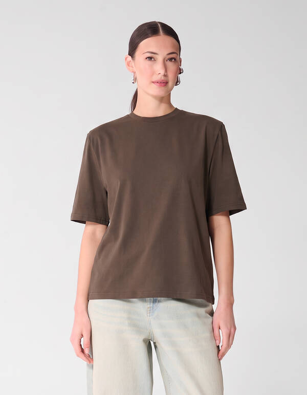 Shoulderpadded T-shirt Donkerbruin SHOEBY WOMEN