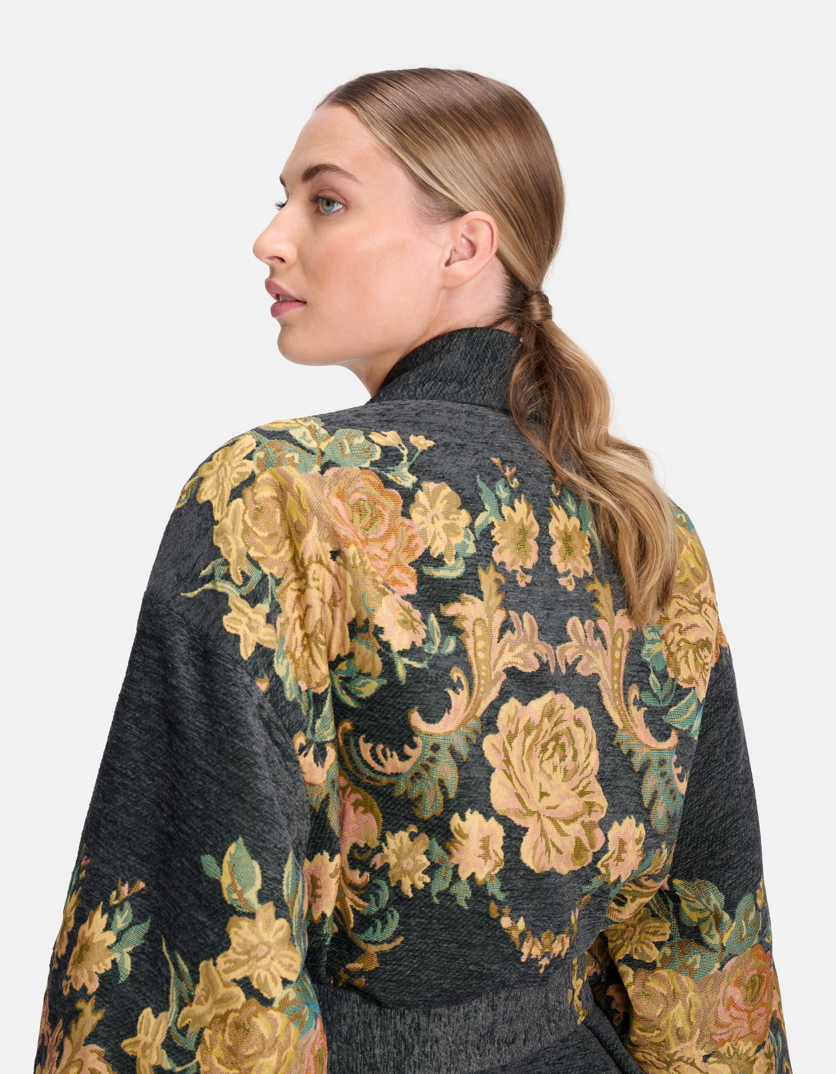 Jacquard-Kimono mit Blumendruck Dunkelgrau von Mie SHOEBY WOMEN