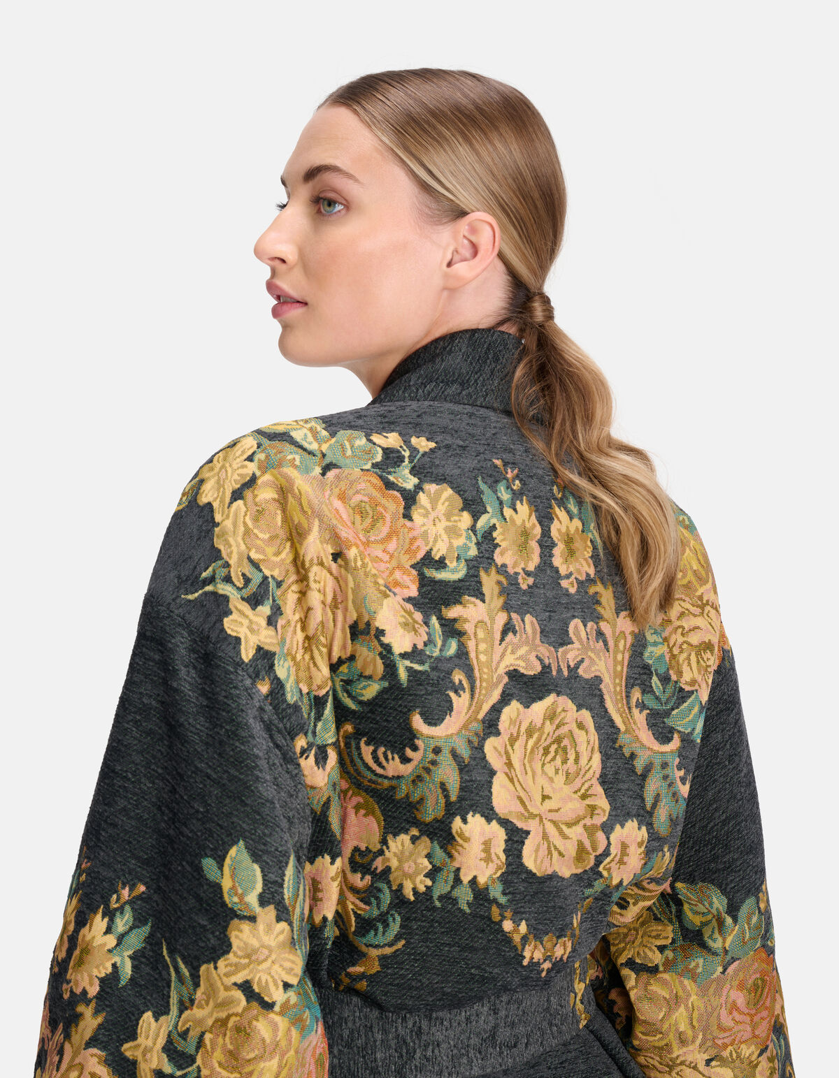 Jacquard-Kimono mit Blumendruck Dunkelgrau von Mie SHOEBY WOMEN