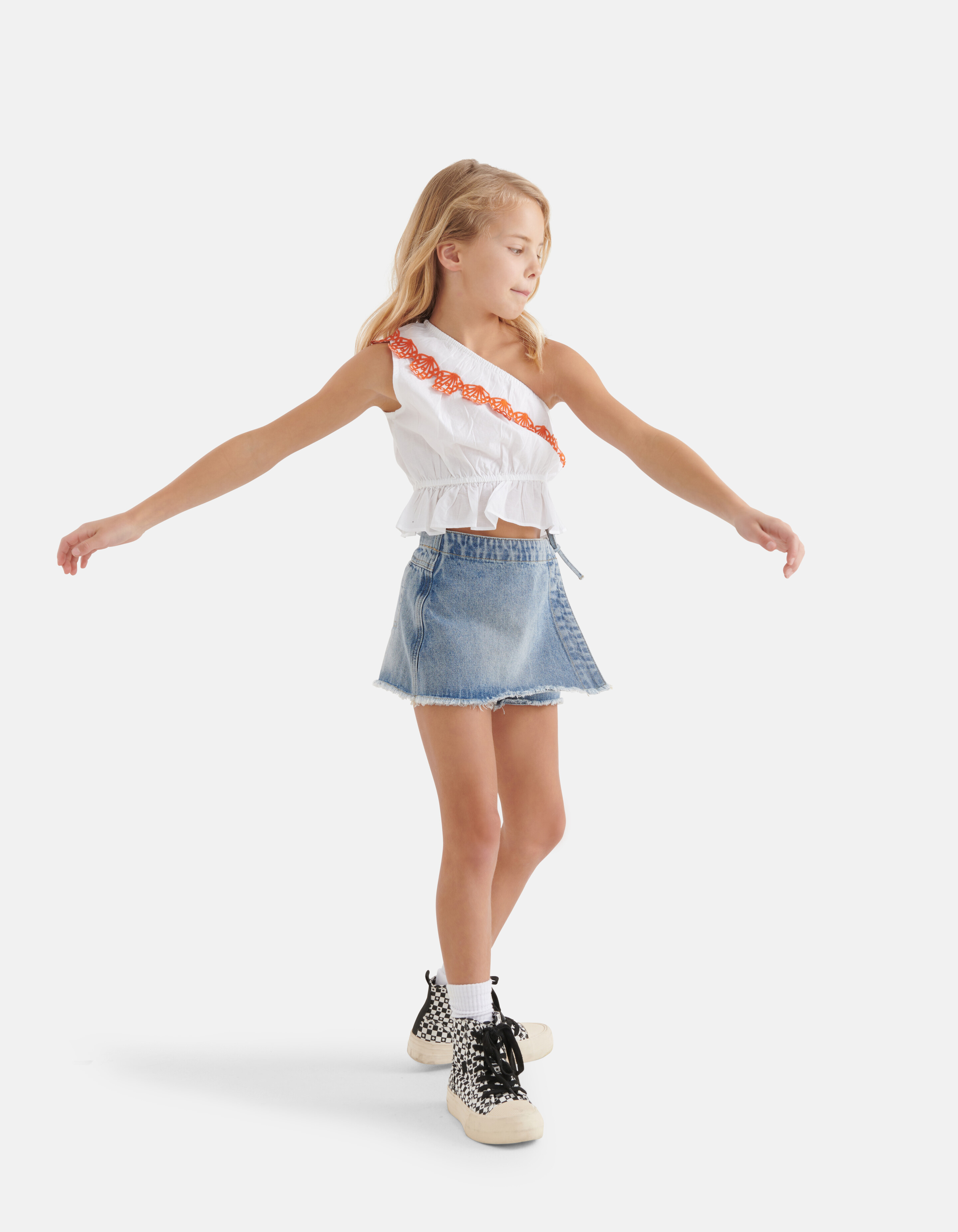 Besticktes Crop Top Weiß SHOEBY GIRLS