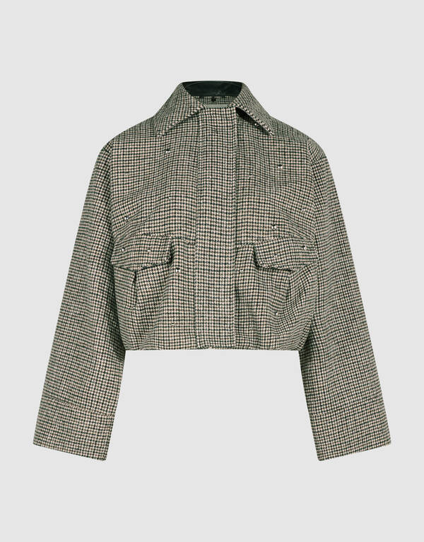 Bomberjacke aus Wolle mit Karomuster Grau SHOEBY WOMEN