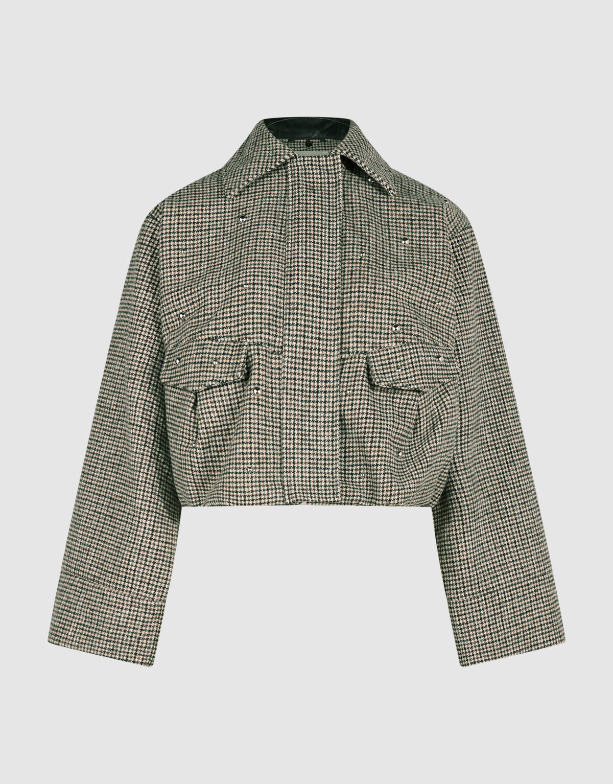 Bomberjacke aus Wolle mit Karomuster Grau SHOEBY WOMEN