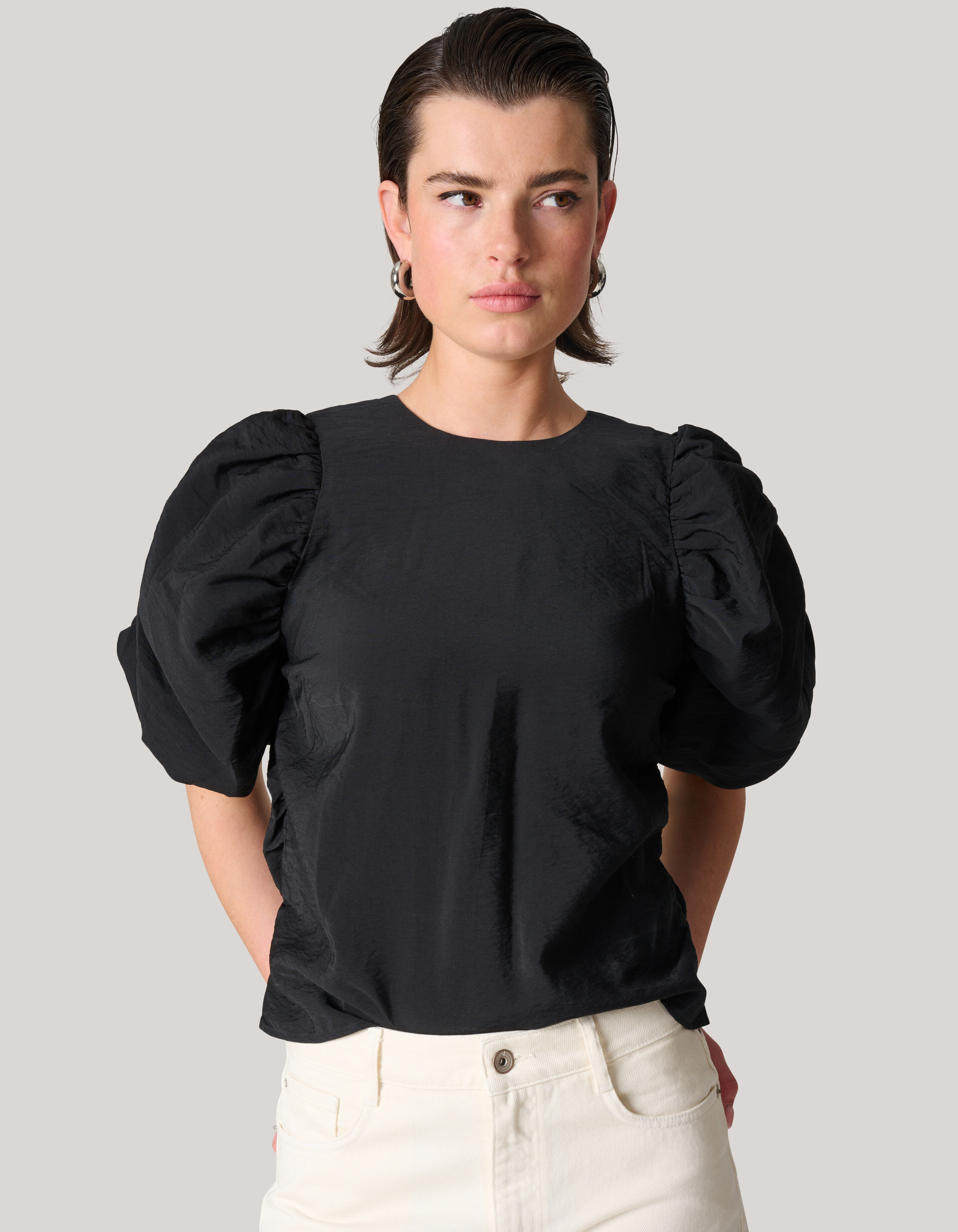 Puffärmeln Top Schwarz SHOEBY WOMEN