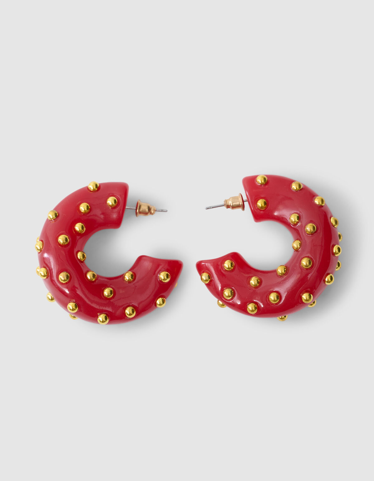 Studded Hoop Ohrringe Rot SHOEBY ACCESSOIRES