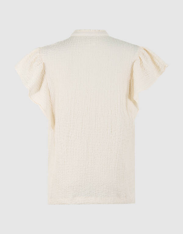 Crinkle Ruffle Top Off-White SHOEBY WOMEN