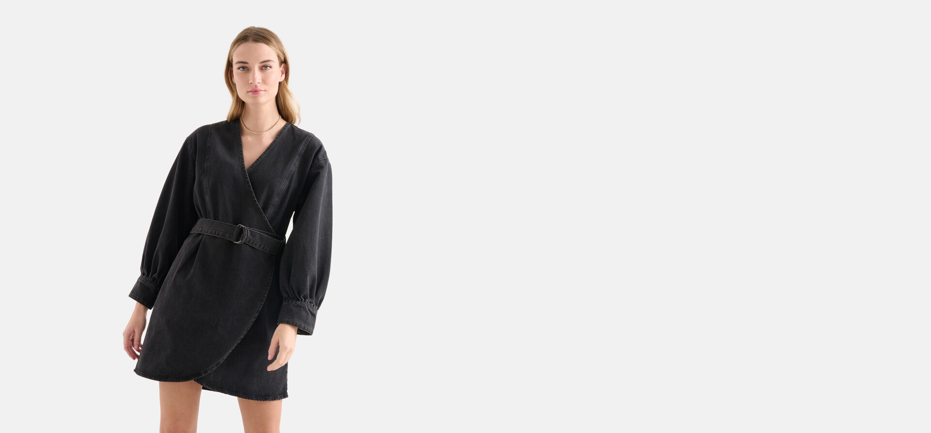 Gewaschenes Denim-Kleid Schwarz SHOEBY WOMEN