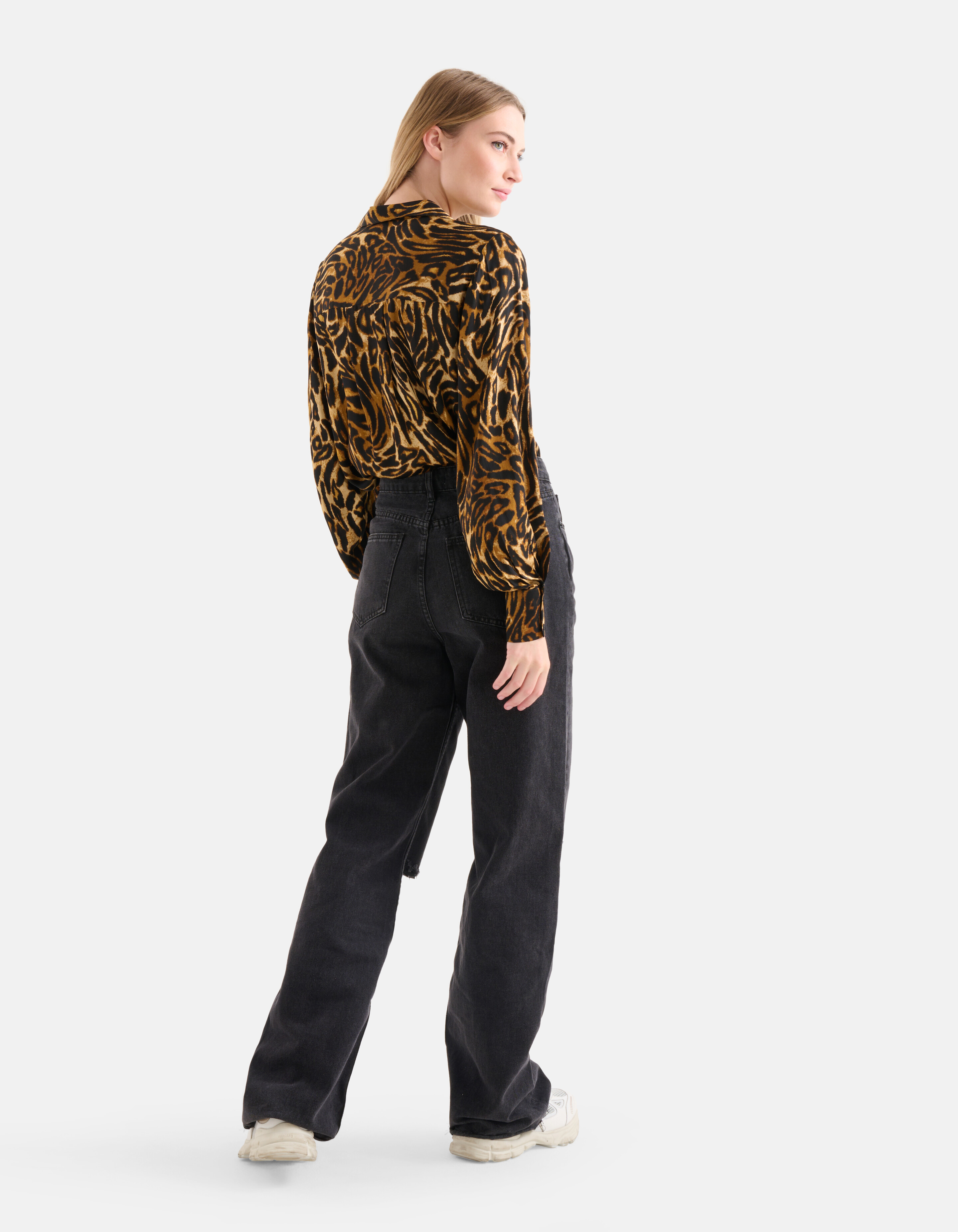 Satin Bluse mit Leopardenmuster Braun SHOEBY WOMEN