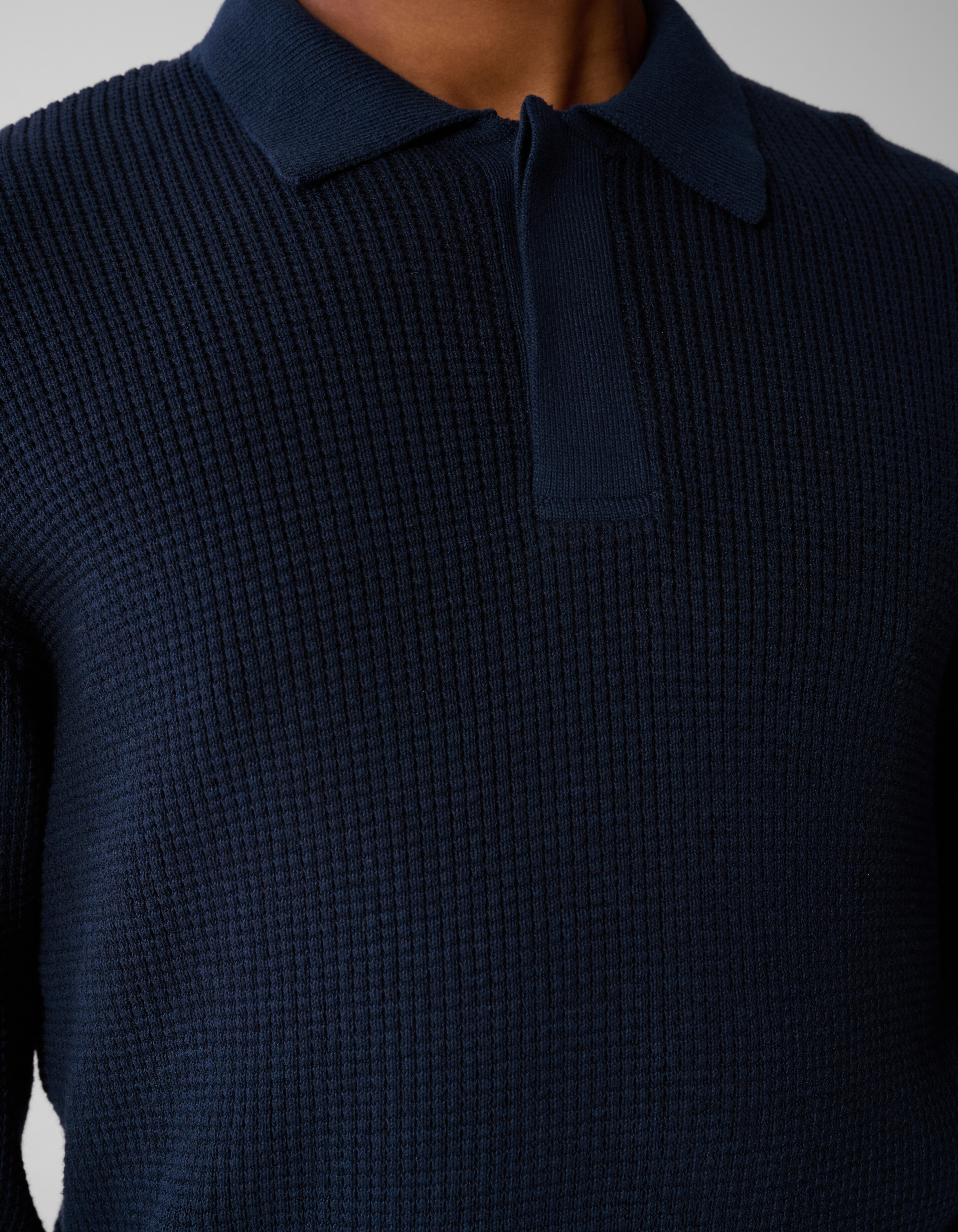 Gestrickte Poloshirt Mit Kn&ouml;pfen Dunkelblau SHOEBY MEN