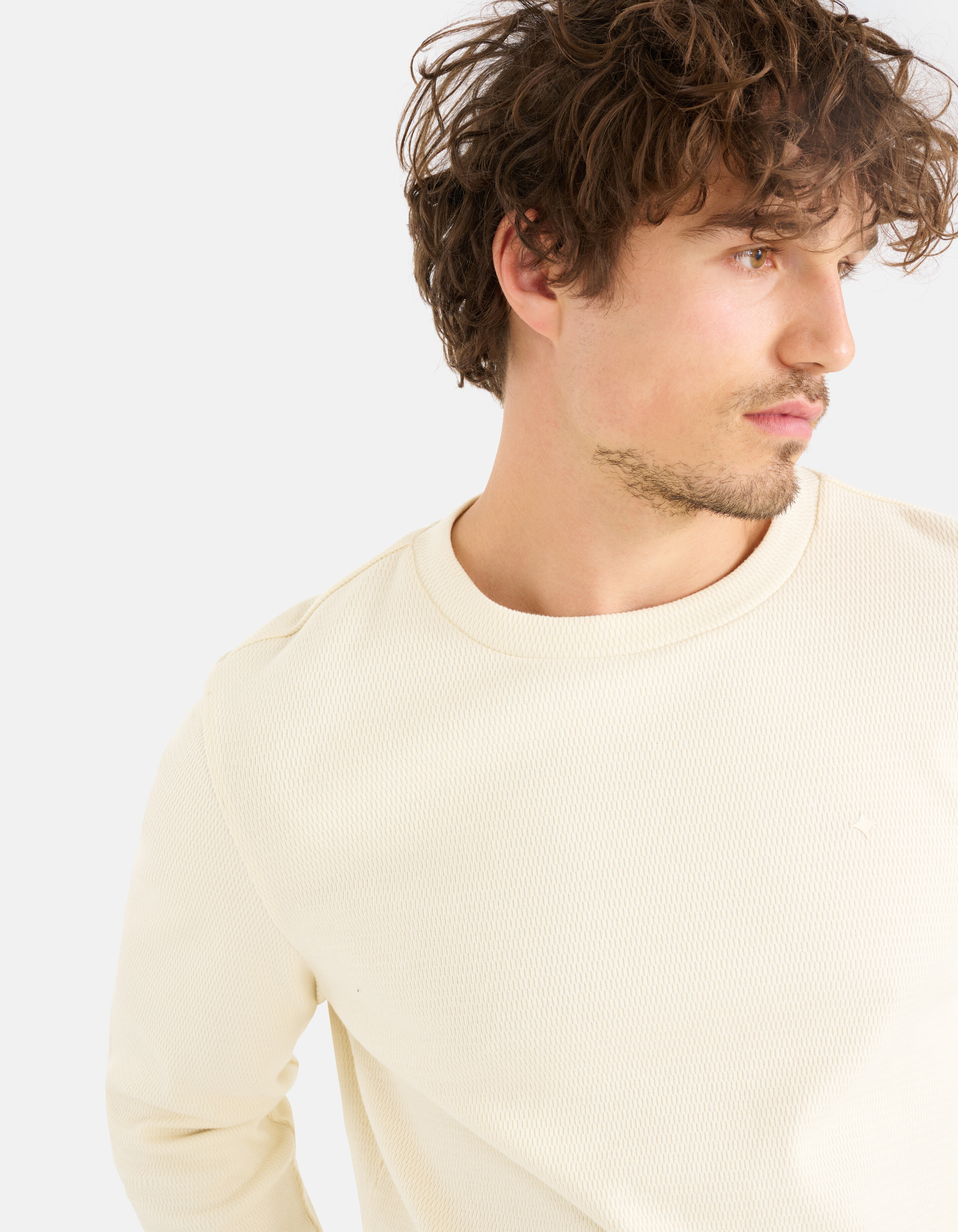 Texturiertes Langarmshirt Off White SHOEBY MEN