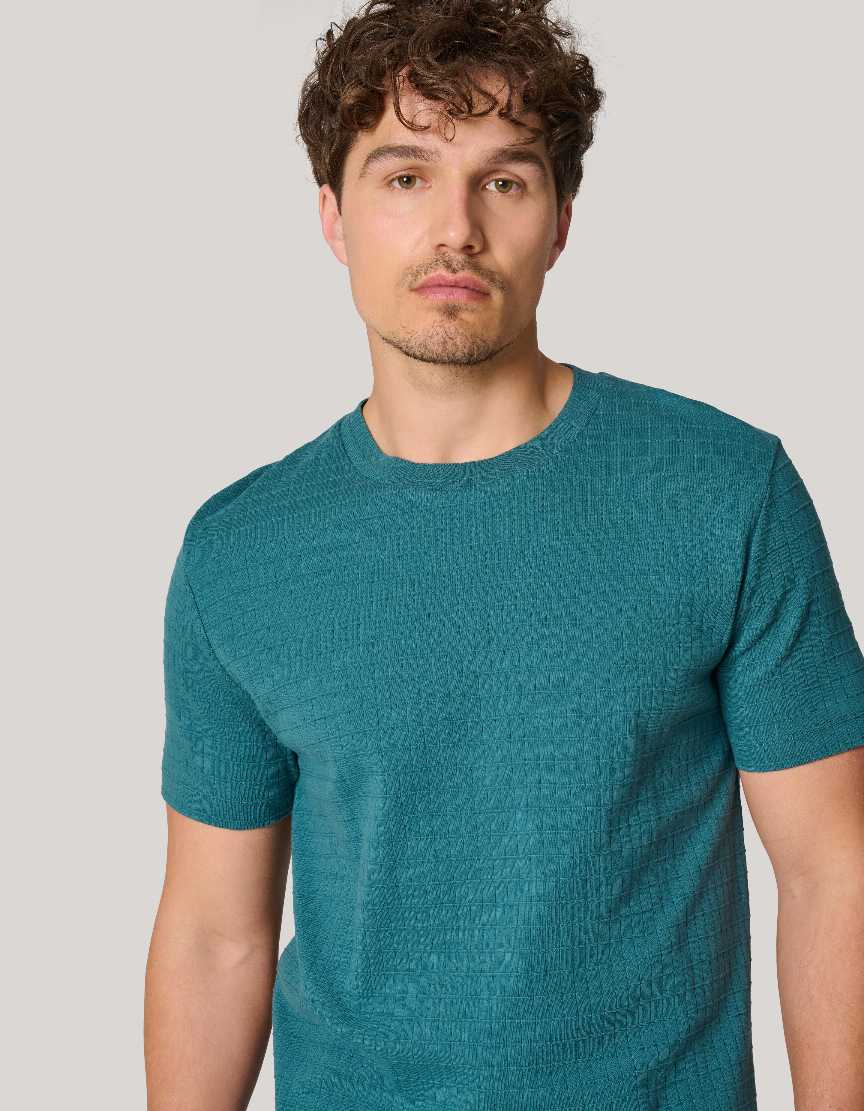 Structuur T-shirt Turquoise SHOEBY MEN