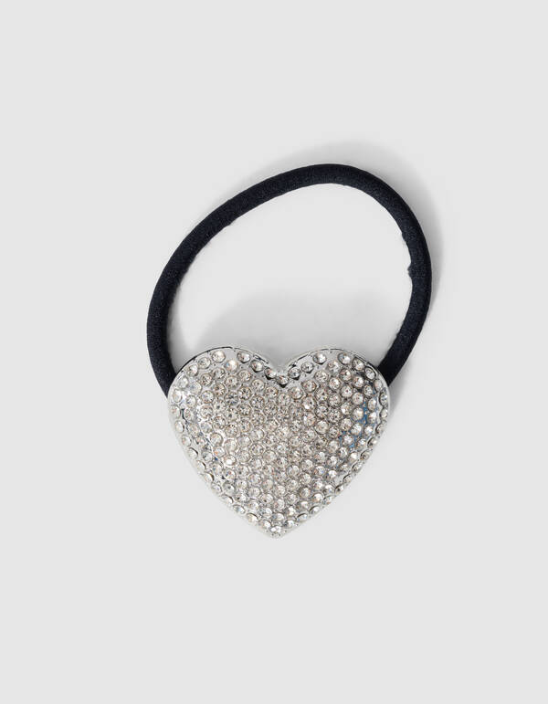 Haargummi Mit Strassherz Silber/Schwarz SHOEBY ACCESSOIRES