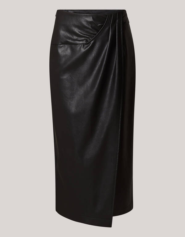 Veganer Leder Midirock Schwarz SHOEBY WOMEN