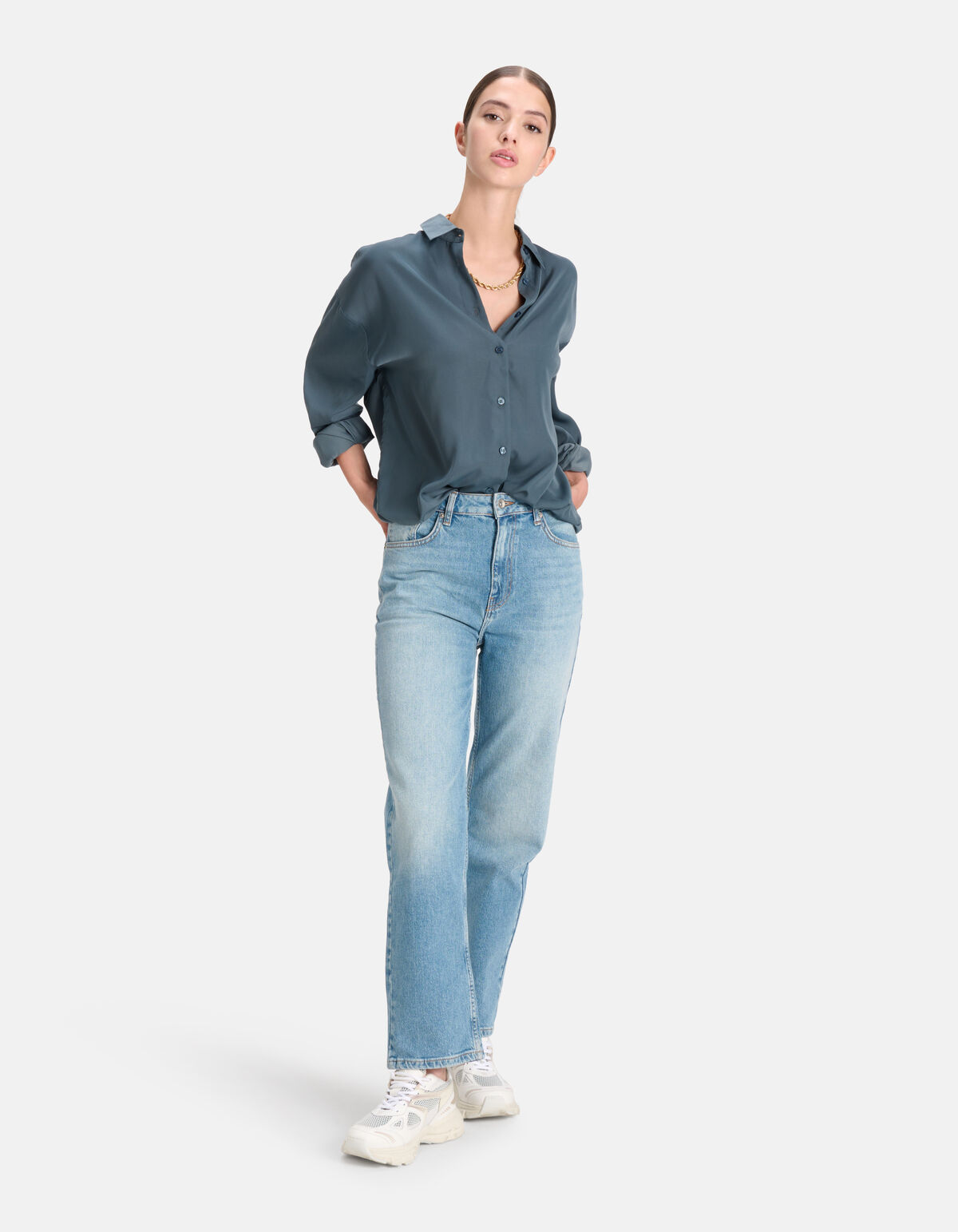 Satinbluse Dunkelblau SHOEBY WOMEN