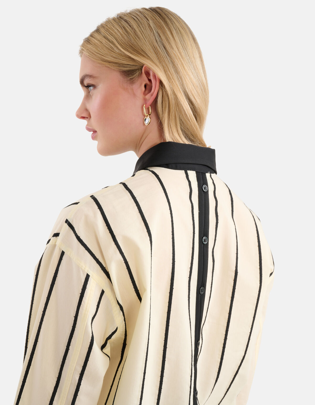 Gestreifte Bluse Off White/Schwarz SHOEBY WOMEN