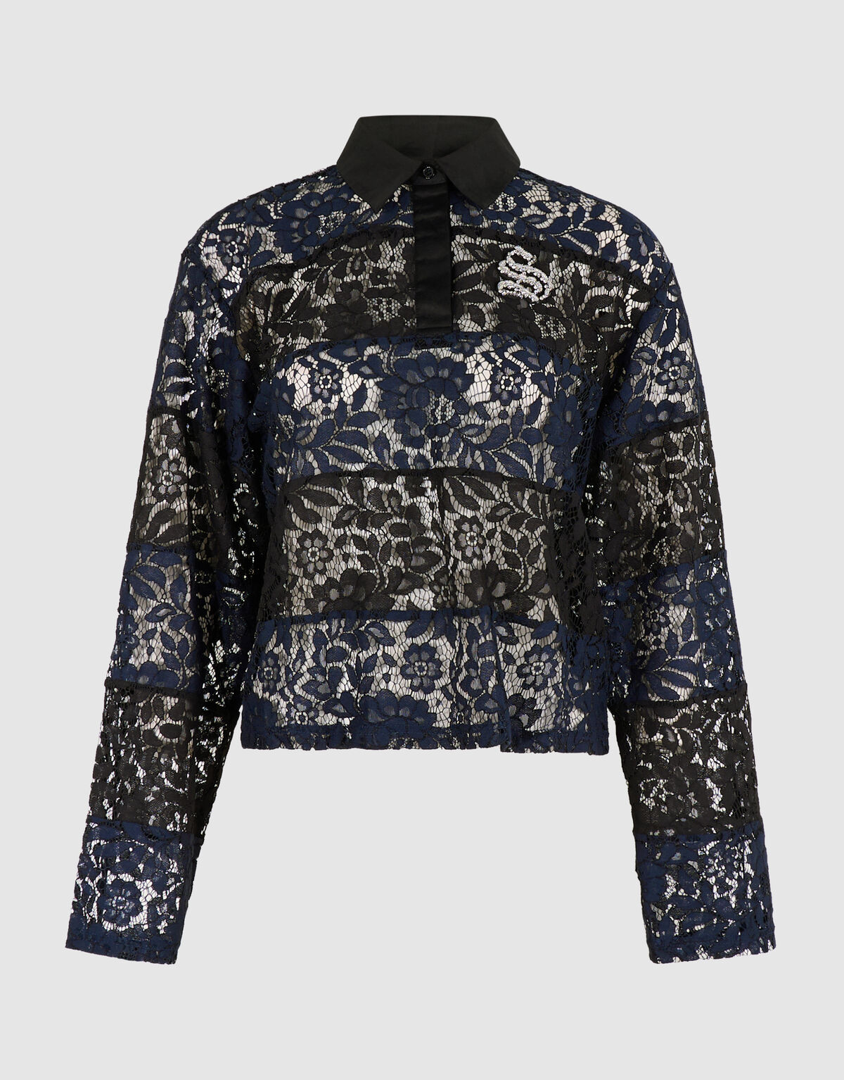 Gestreiftes Lace Polo schwarz/dunkelblau SHOEBY WOMEN