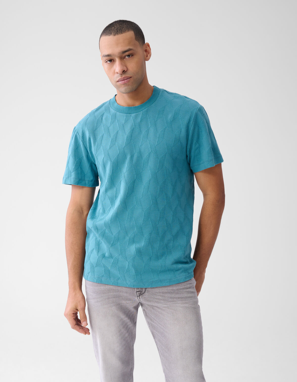 Structuur T-shirt Blauw SHOEBY MEN