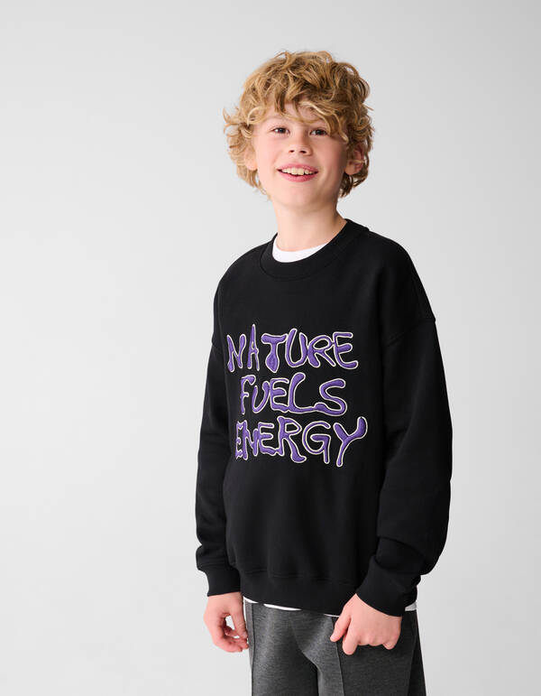 Nature Tekst Sweater Zwart SHOEBY BOYS