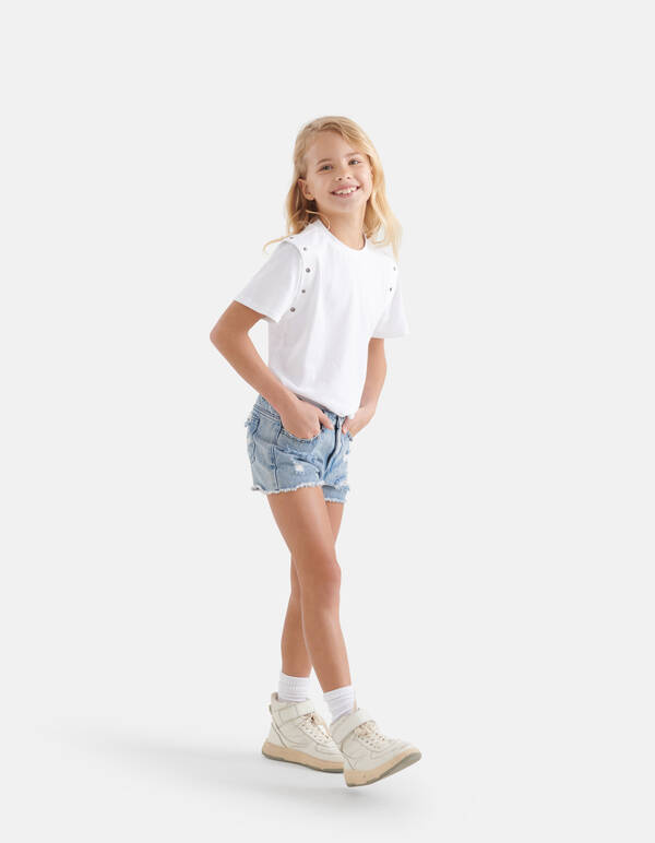 Ösen-T-Shirt Weiß SHOEBY GIRLS