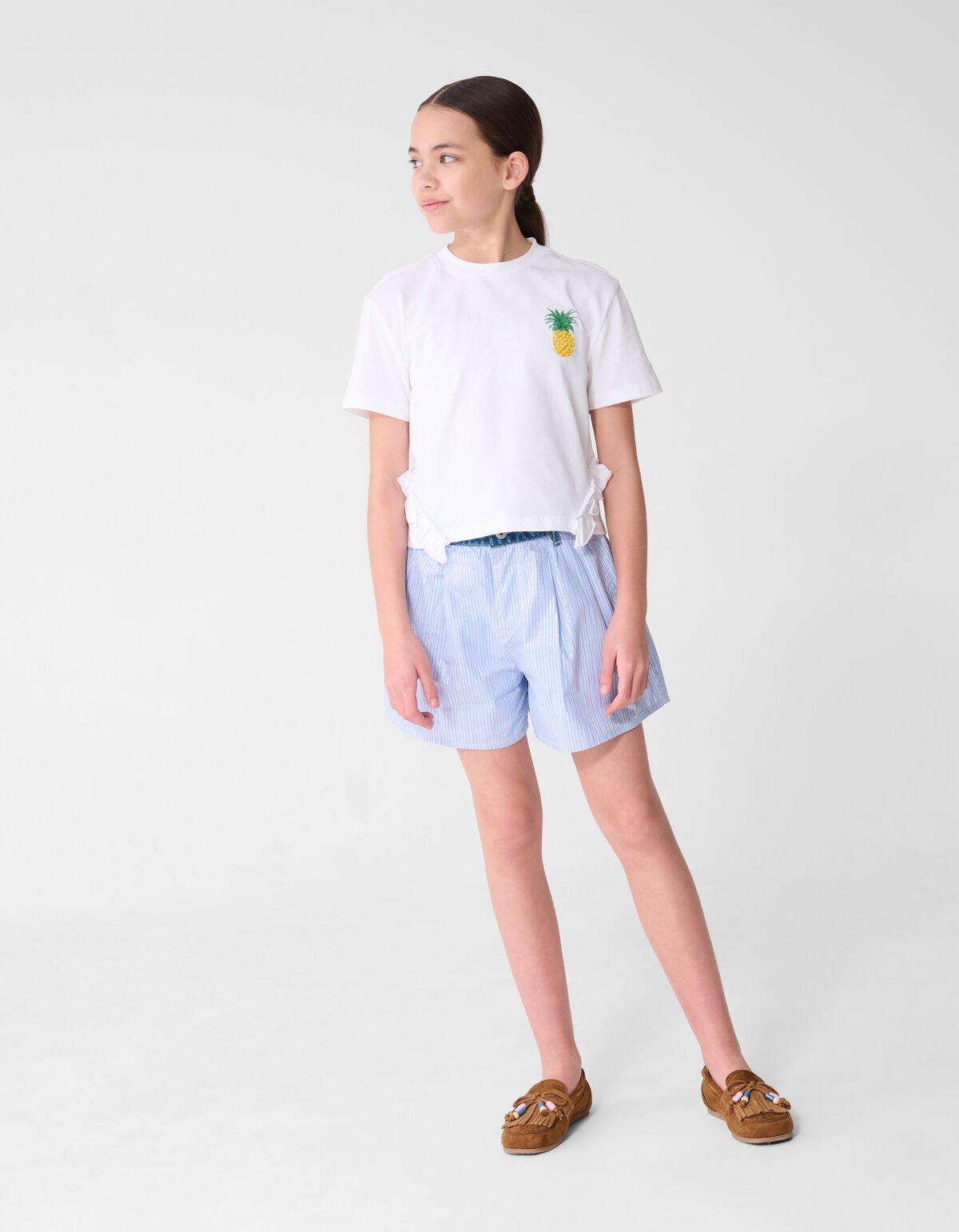 Ruffle Pineapple T-Shirt Wei&szlig; SHOEBY GIRLS