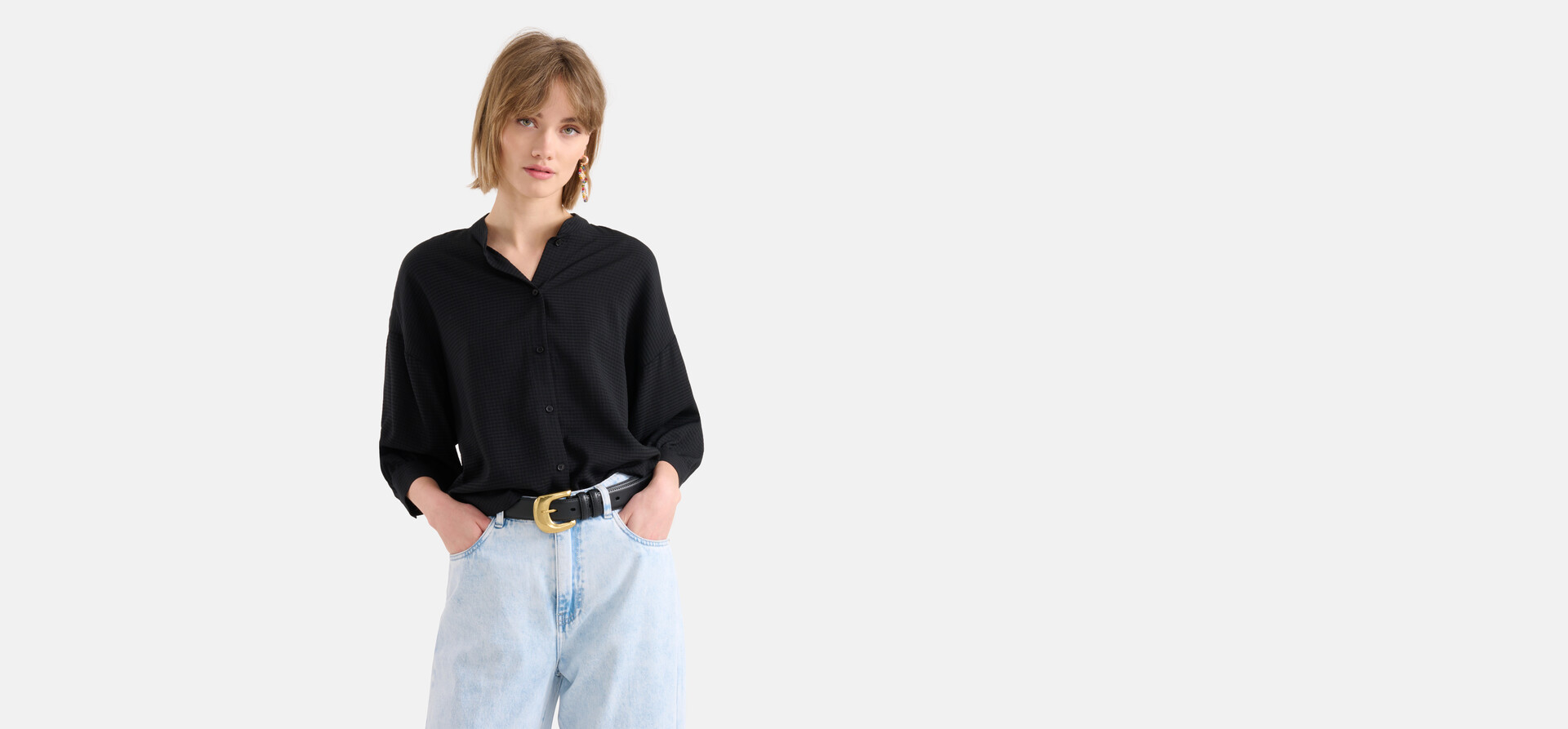 Relaxed Fit Bluse Schwarz SHOEBY WOMEN