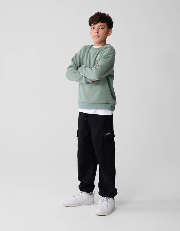 Bedruckter Smiley-Pullover Grün SHOEBY BOYS