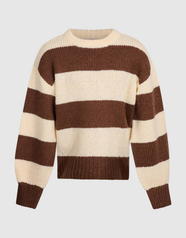 Gestreifte Strickpullover Braun/Ecru SHOEBY GIRLS