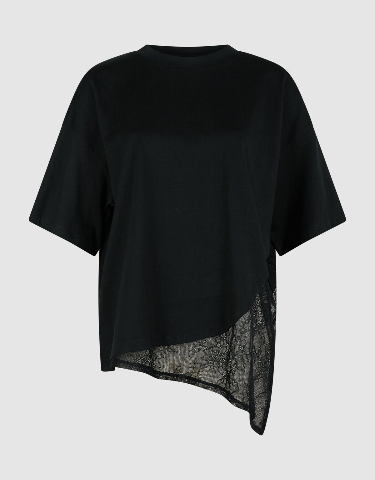 T-Shirt mit Spitzeneinsatz Schwarz SHOEBY WOMEN