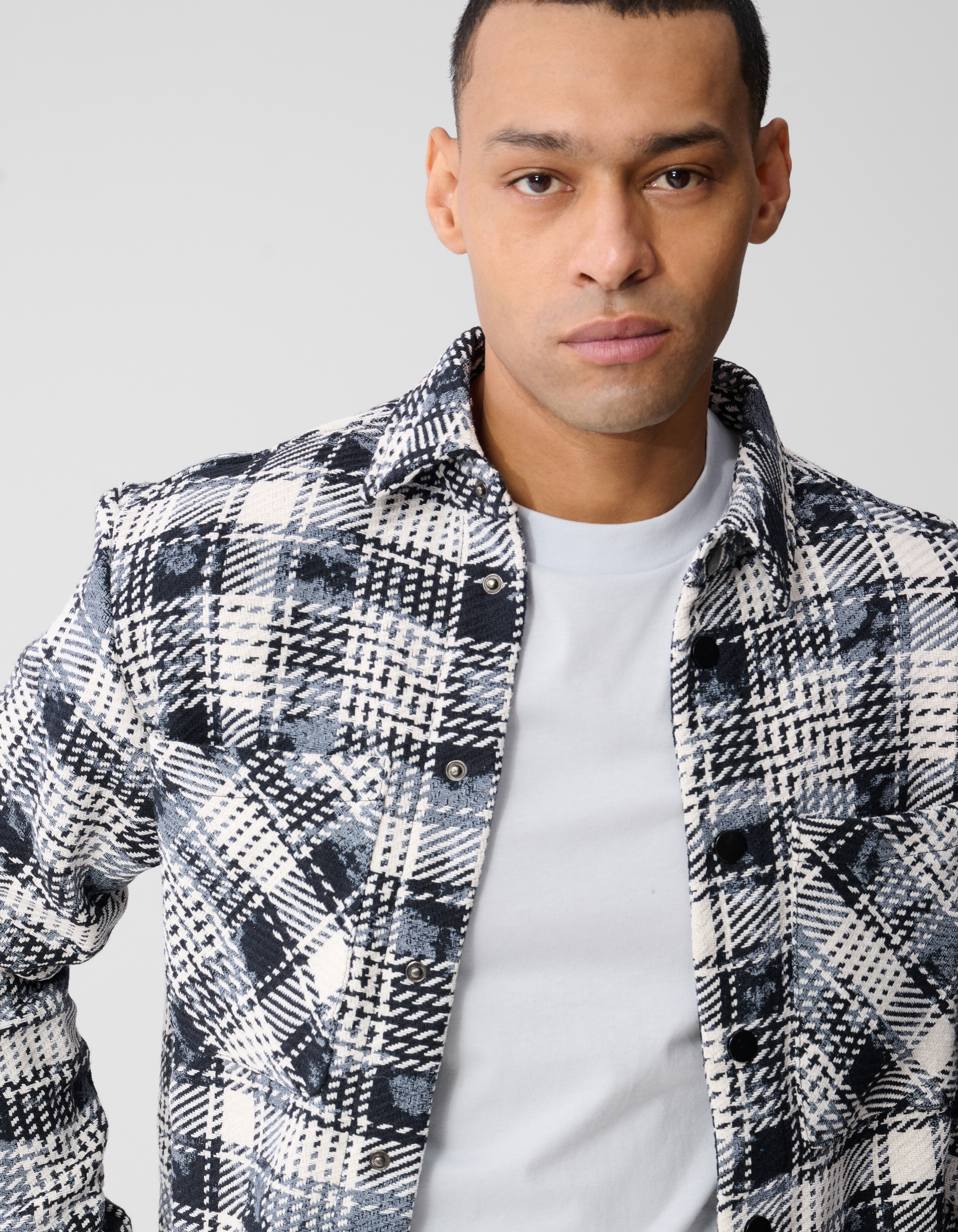 Bedrucktes kariertes Overshirt, blau SHOEBY MEN